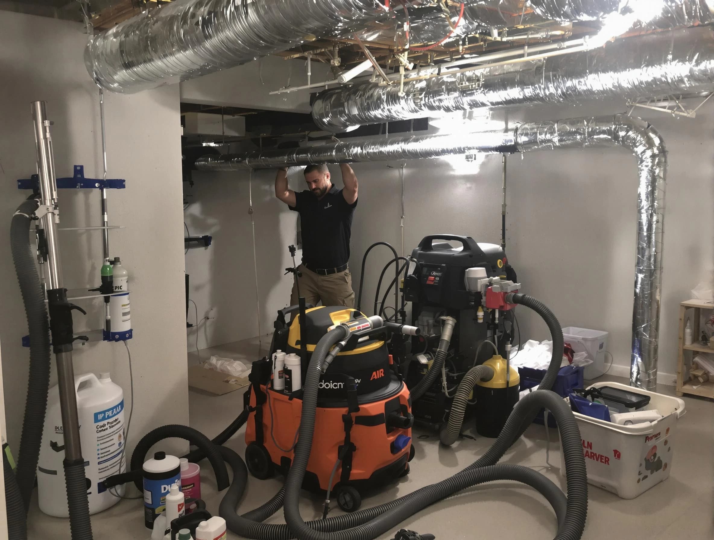 Gresham Park Air Duct Cleaning specialist performing professional mold removal from air ducts using safety equipment in Gresham Park
